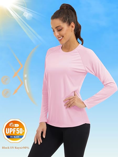 MAGCOMSEN Women's Long Sleeve Shirts UPF 50+ Sun Protection Shirts for Hiking Fishing Workout Rash Guard - 3