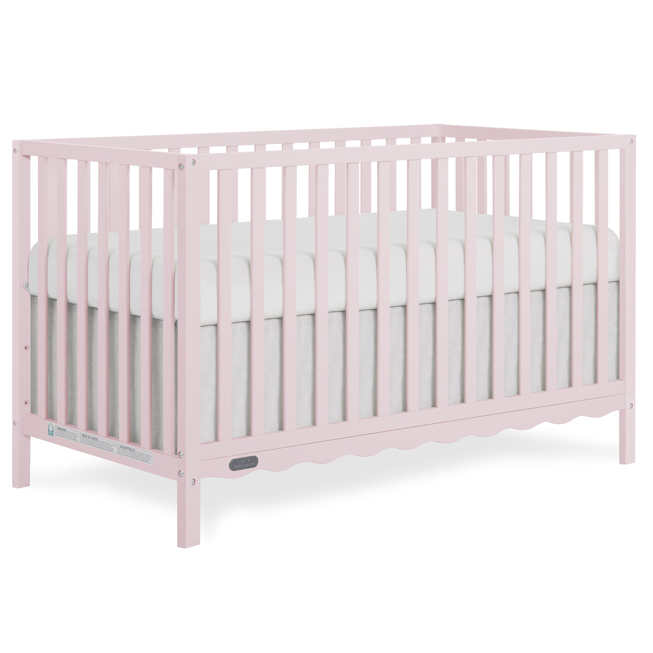 Dream On Me Synergy Wave 5-in-1 Convertible Full Size Baby Crib, Pink