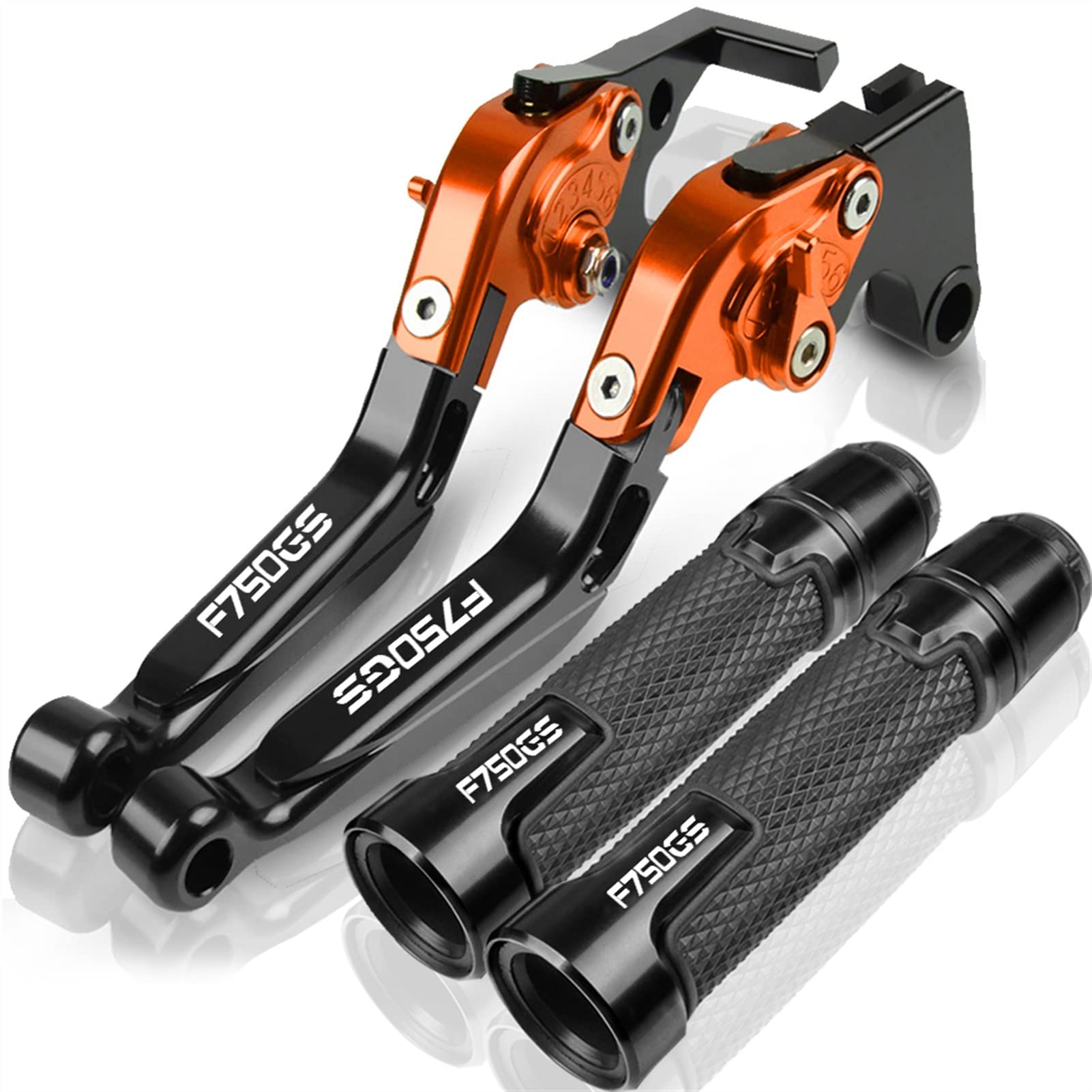 Poignées et leviers de frein CNC pour BMW F750GS finition premium