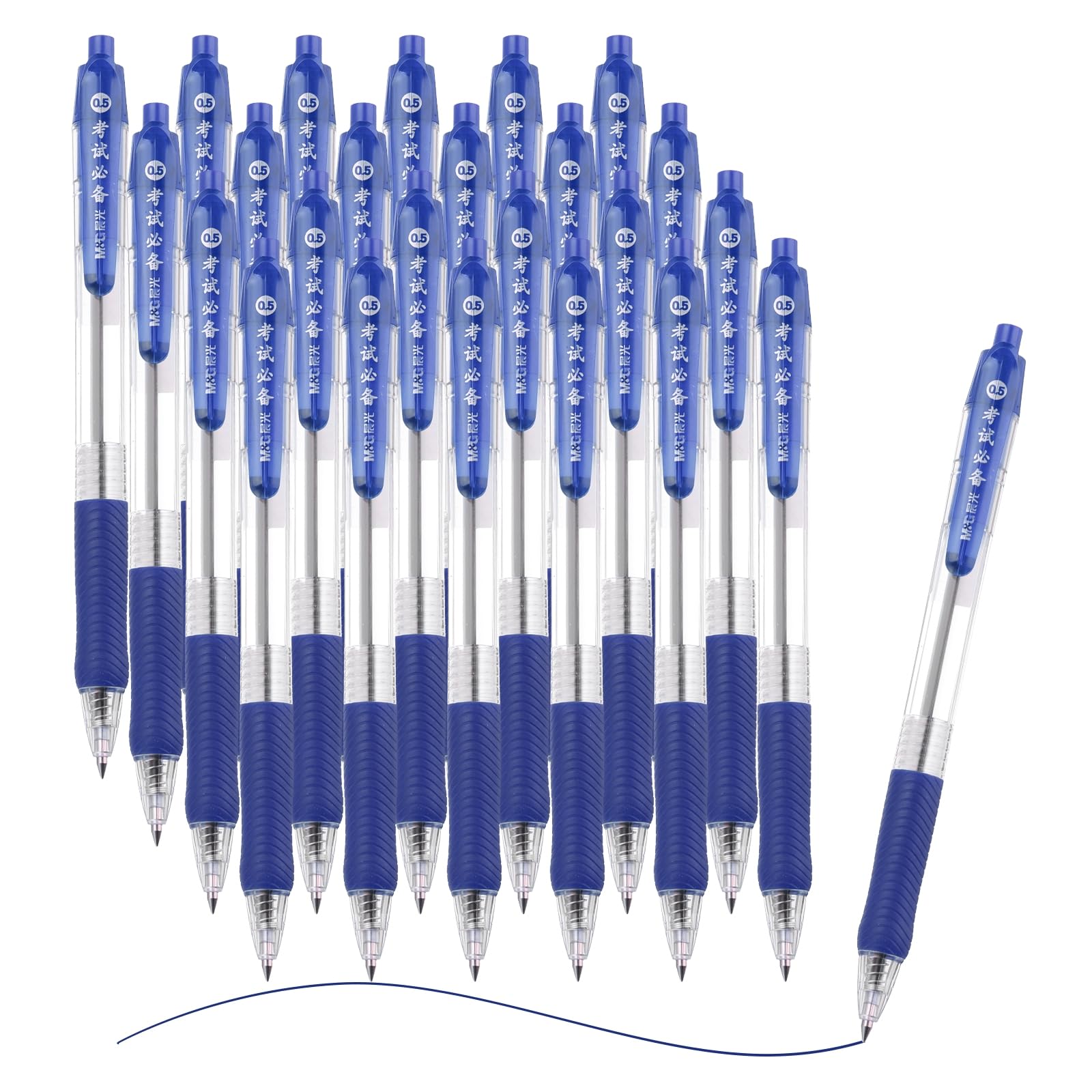 PATIKIL Ballpoint Pen, 24Pcs 0.5mm Blue Ink Retractable Medium Point Click Ball Point Pen Writing Supplies for Journal Home Office, Transparent