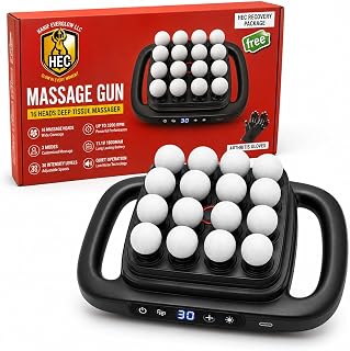 16 Head Deep Tissue Massage Gun, 3 Modes, 30 Speeds, Portable Massager | Quiet Operation • Rechargeable Battery • Full Body Muscle Relaxation • Ergonomic Grip • Lightweight Design