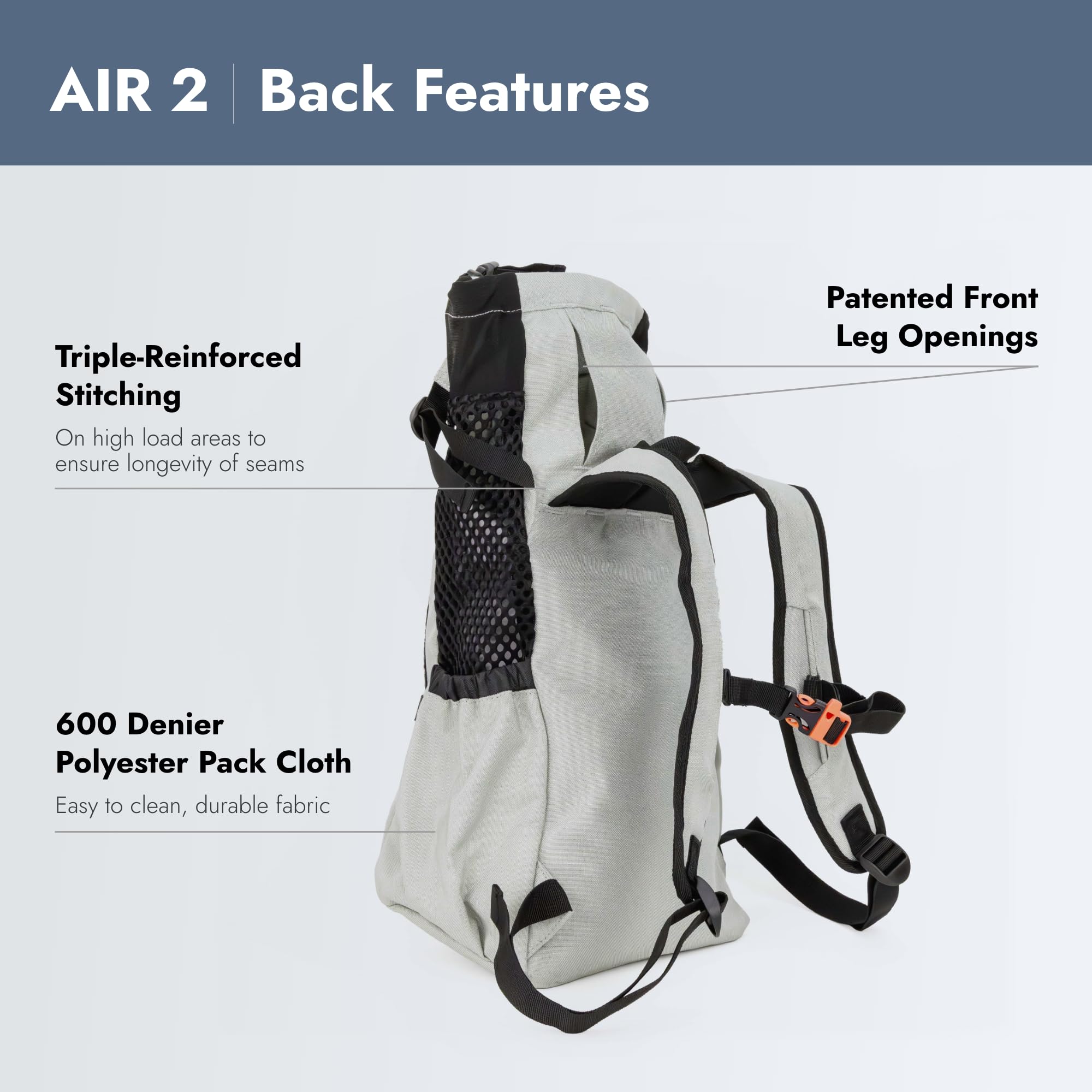 K9 Sport Sack | Mochila para Transportar Perros y Mascotas pequeños, medianos y Grandes | Portamascota orientada hacia Delante | Aprobada por Veterinarios (L, Air - Gris carbón)
