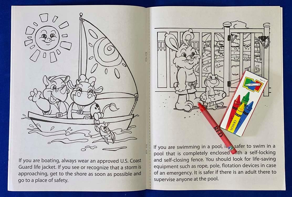 ZOCO – Pool and Water Safety Coloring Books (25 Bulk Pack, with Crayons) – Prevent Drowning and Water Safety Awareness Handout for Kids