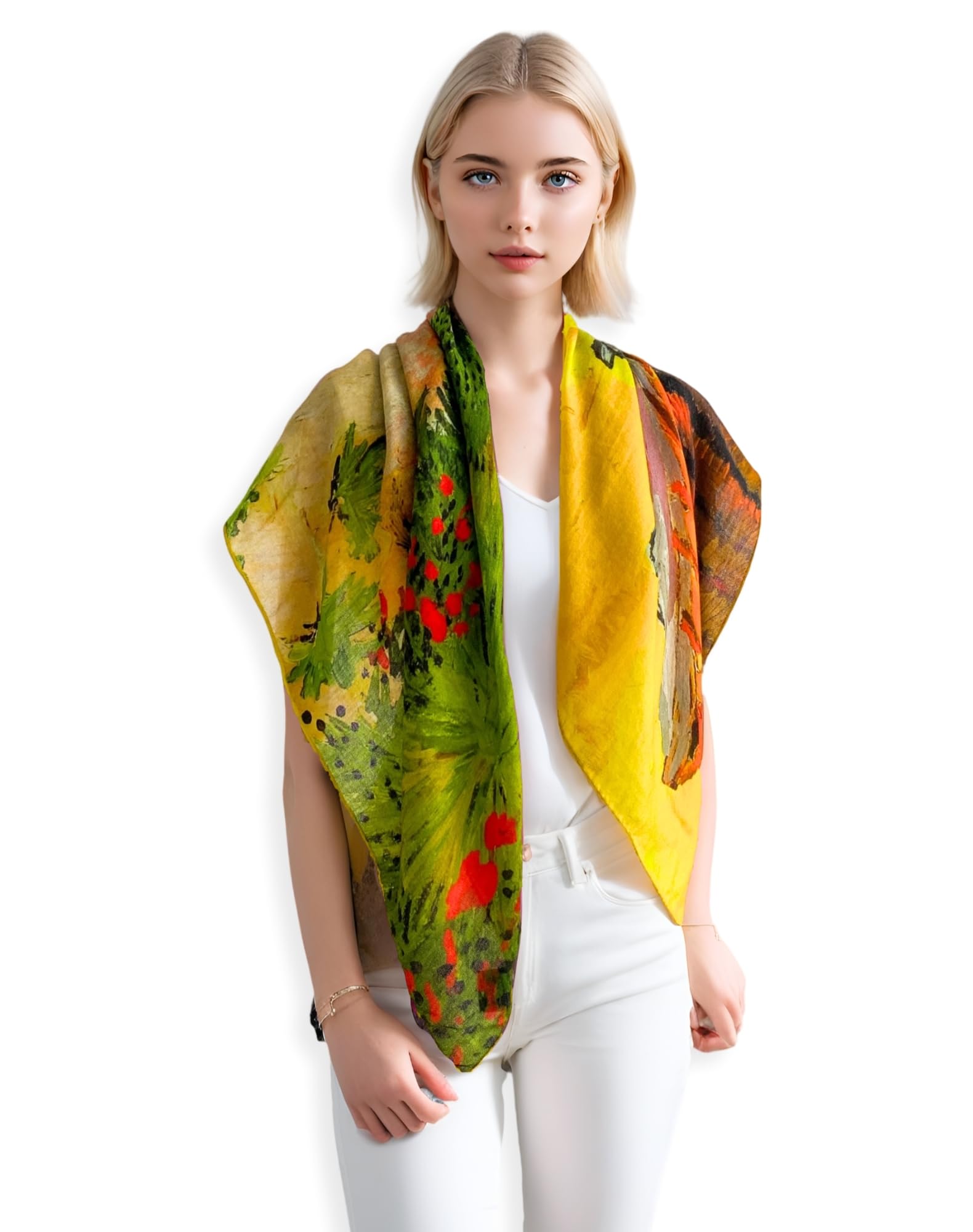 PoeticEHome Scialli in Cashmere per Donna 90x90 cm - Sciarpe Quadrate Leggere come una Piuma con Stampa Artistica, Confezione Regalo