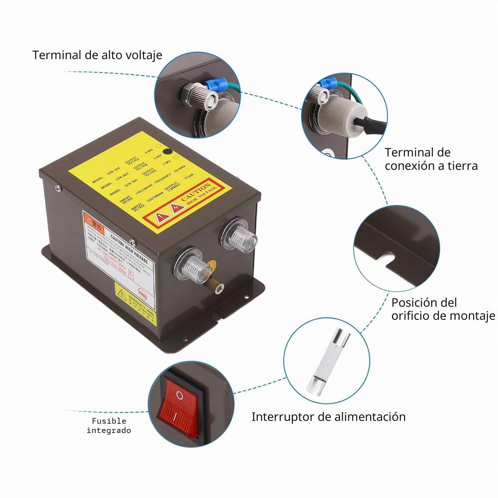 Generador de Voltaje 5,6 Kv con Barra Ionizante Dual Y Función Antiestática para Entornos Electrónicos (Enchufe Ue 220-240V)