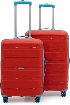CotPoly 2-Piece Suitcase Set, Polypropylene Suitcase, Artemis Shockproof Suitcase Red Large and Medium