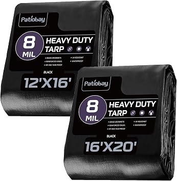 Tarp 8 Mil Large, Waterproof Tarps Heavy Duty with Grommets Every 23.6", Thick Plastic, UV Resistant Tear&Fade Resistant, Reinforced Edges for Outdoor Pool Camp Tent