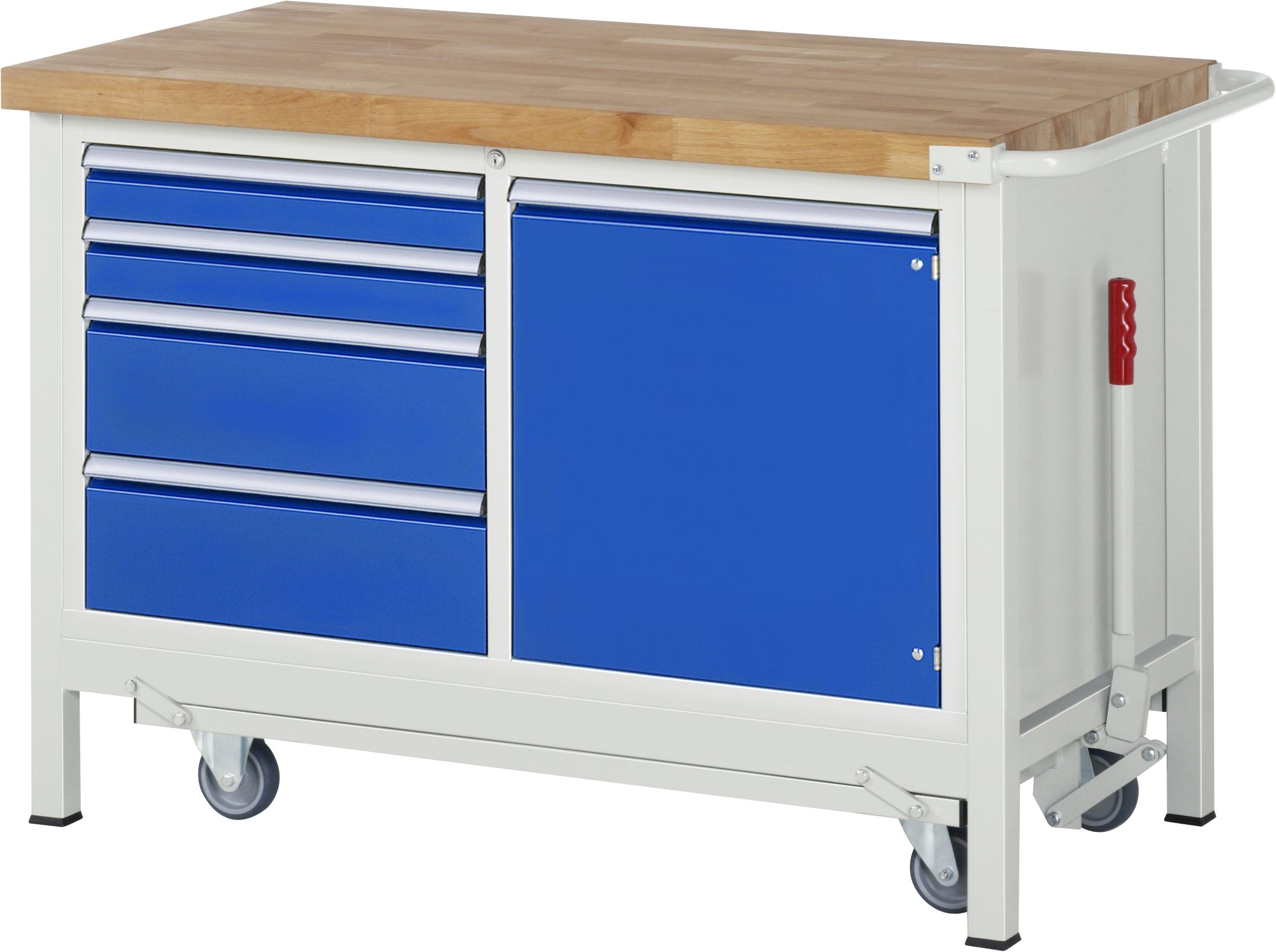 Rau 05 8470A2-127B4F.11 - Banco da lavoro con telaio abbassabile, serie 8000, grigio chiaro/blu genziana