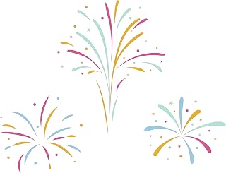 Colorful Event Fireworks Display 15" x 20" Vinyl Home Wall Decoration Multicolored Starbursts Art Design Removable Living Room Bedroom Festival Fire Crackers Wall Decal Sticker
