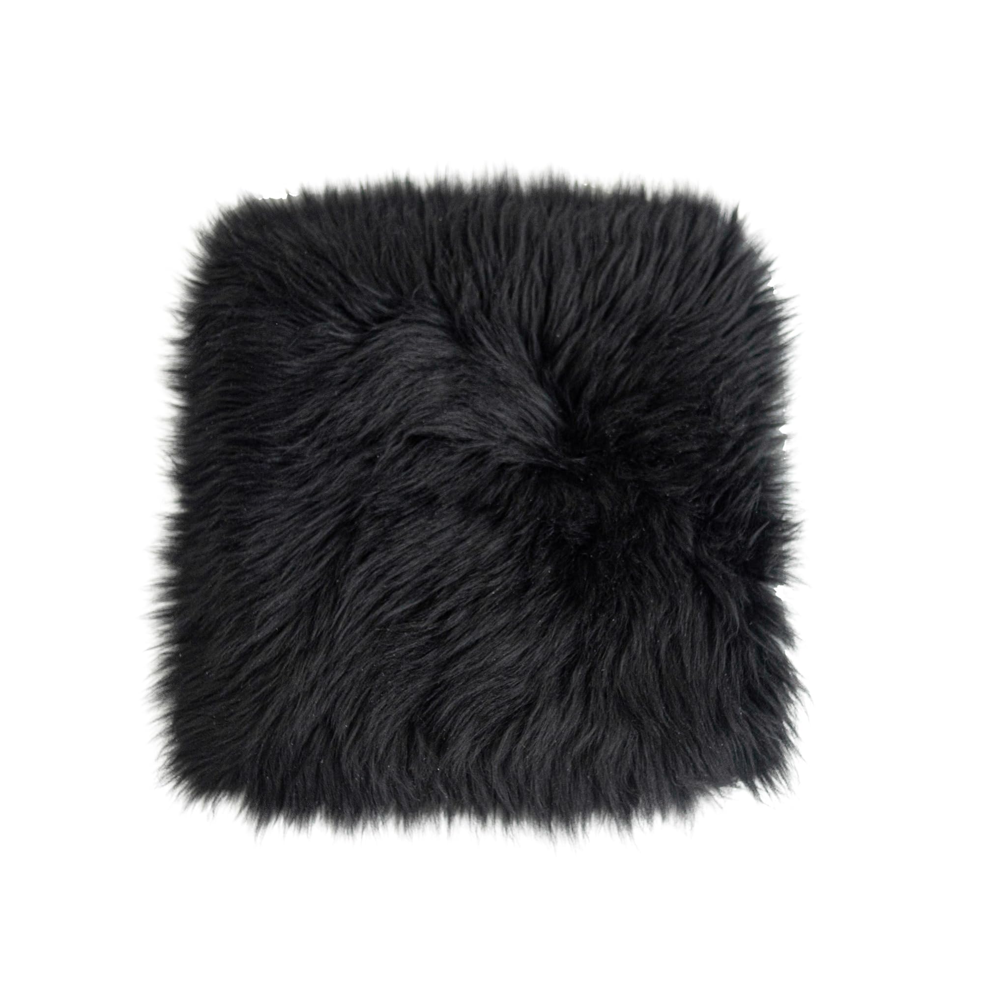 Robert's Rugs Black Sheepskin Seat Pads 35X35cm - Square Seat Pads For Living Room - Natural Wool Seat Pad - Soft Seat Cushions - Genuine Sheepskin Chair Pad Fluffy