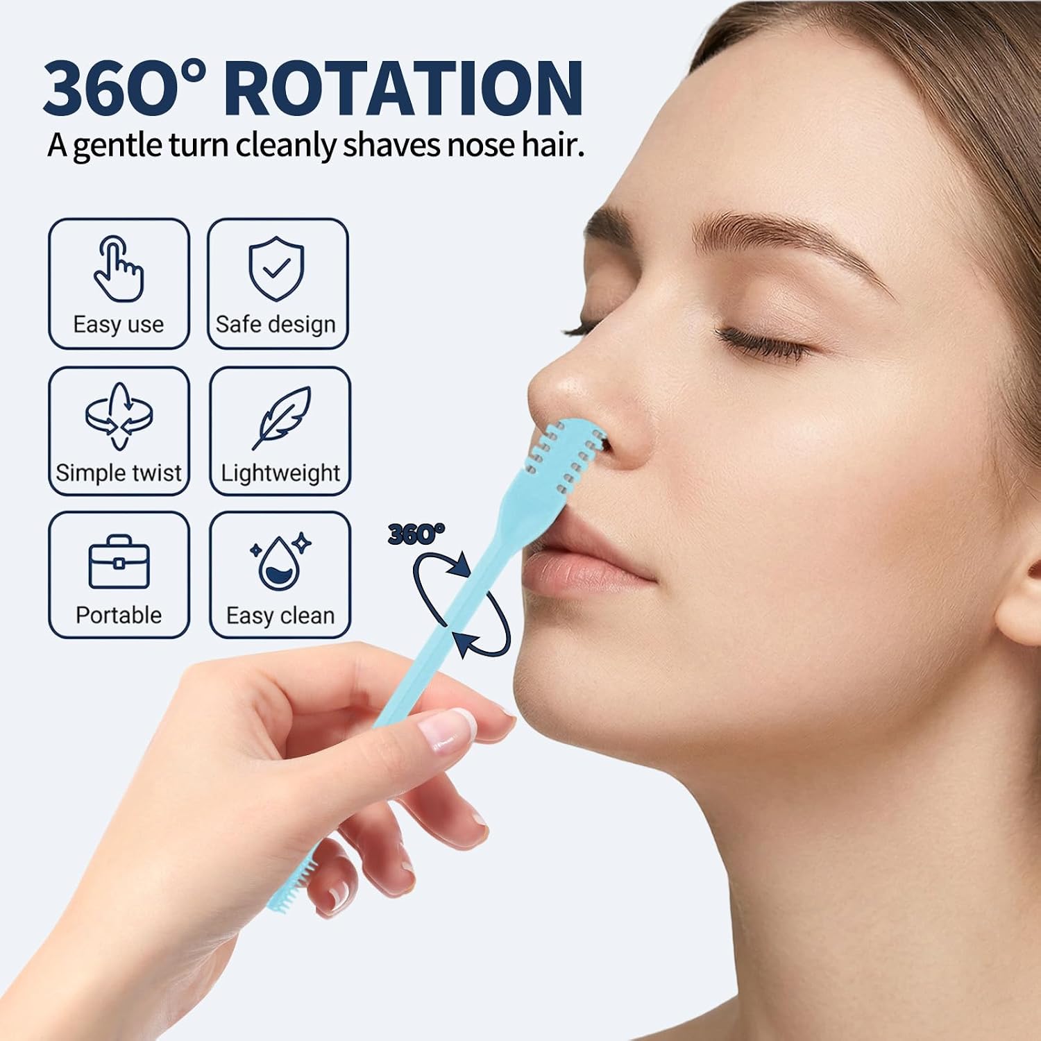 20 Pcs 2 in 1 Nasal Hair Cutter, Portable 360° Rotating Manual Nose Hair Trimmer for Men Women with Soft Cleaning Brush
