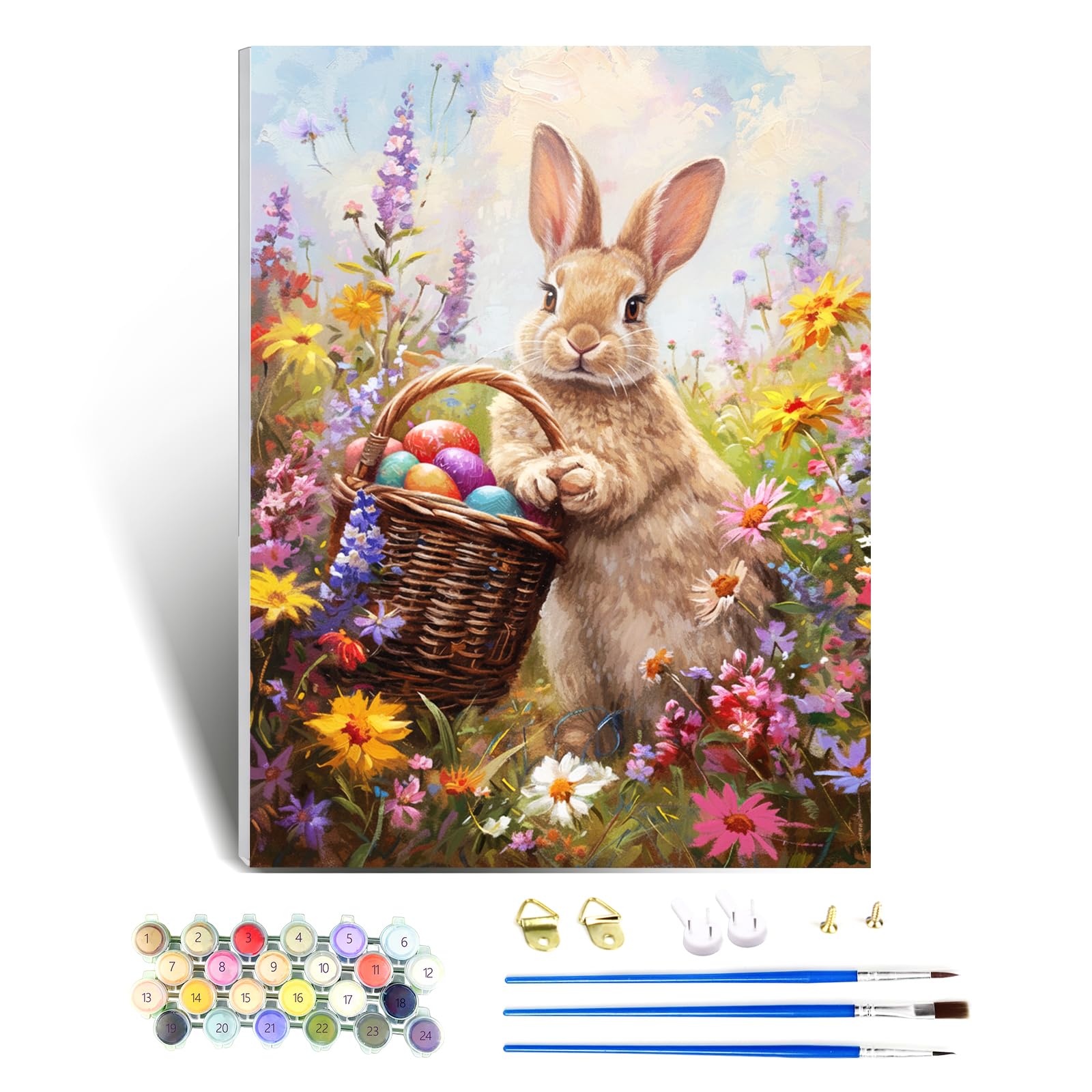 Paint by Numbers for Adults with Frame, Rabbit, 12 x 16 Inches Frame
