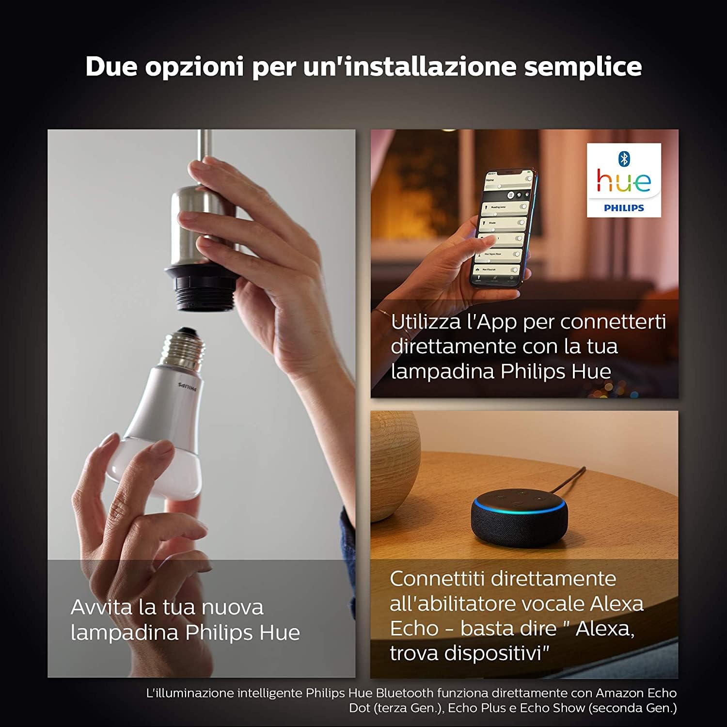 PHILIPS Hue White Ambiance 2 Lampadine LED Smart, con Bluetooth, Attacco E14, 5 W, Dimmerabili, Luce Bianca da Calda a Fredda + Hue White Ambiance Lampadina LED Smart, con Bluetooth, Attacco E14
