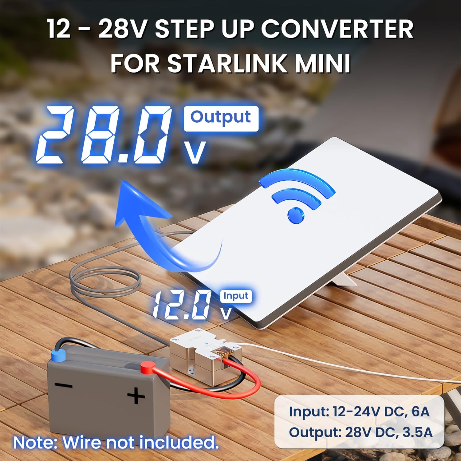 Starlink Mini 12V Adapter, DC Step Up Converter 12-24V to 28V 3.5A with On/Off Switch for Starlink Mini DC Power Supply Cable Battery Pack, Starlink Mini Accessories for RV/Truck/Boat/Outdoor Use