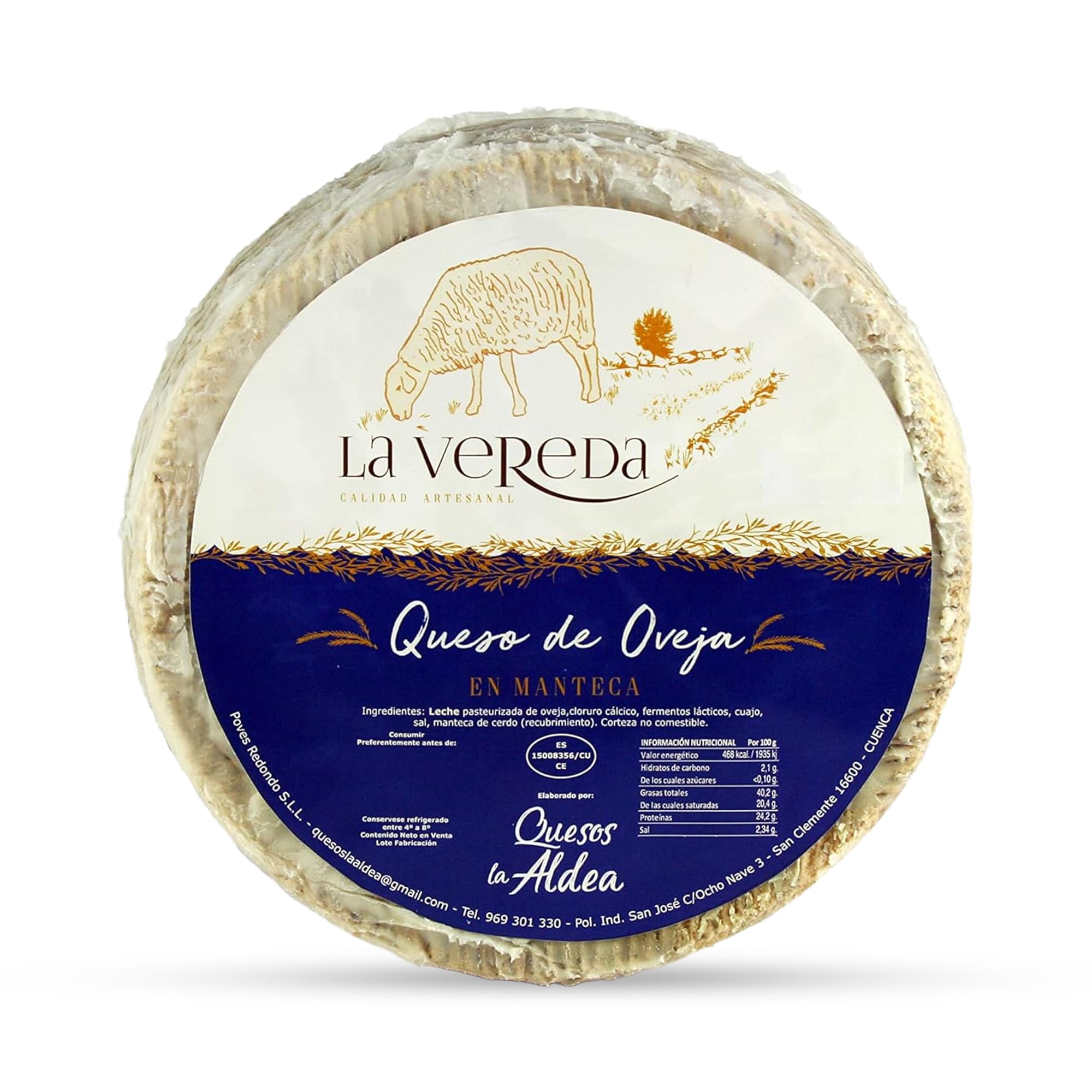 Queso Artesano de Oveja en Manteca de Cerdo 3 kg Curado Mínimo 6 Meses