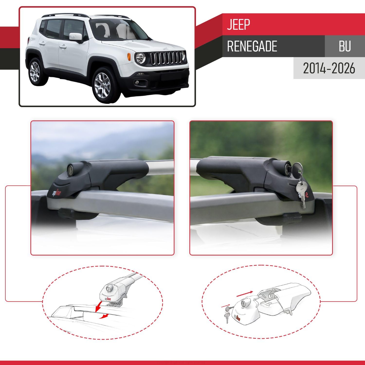 Compatibile con Jeep Renegade 2014-2023 Barre Portatutto ACE-1 Portapacchi Barre Tetto GRIGIO
