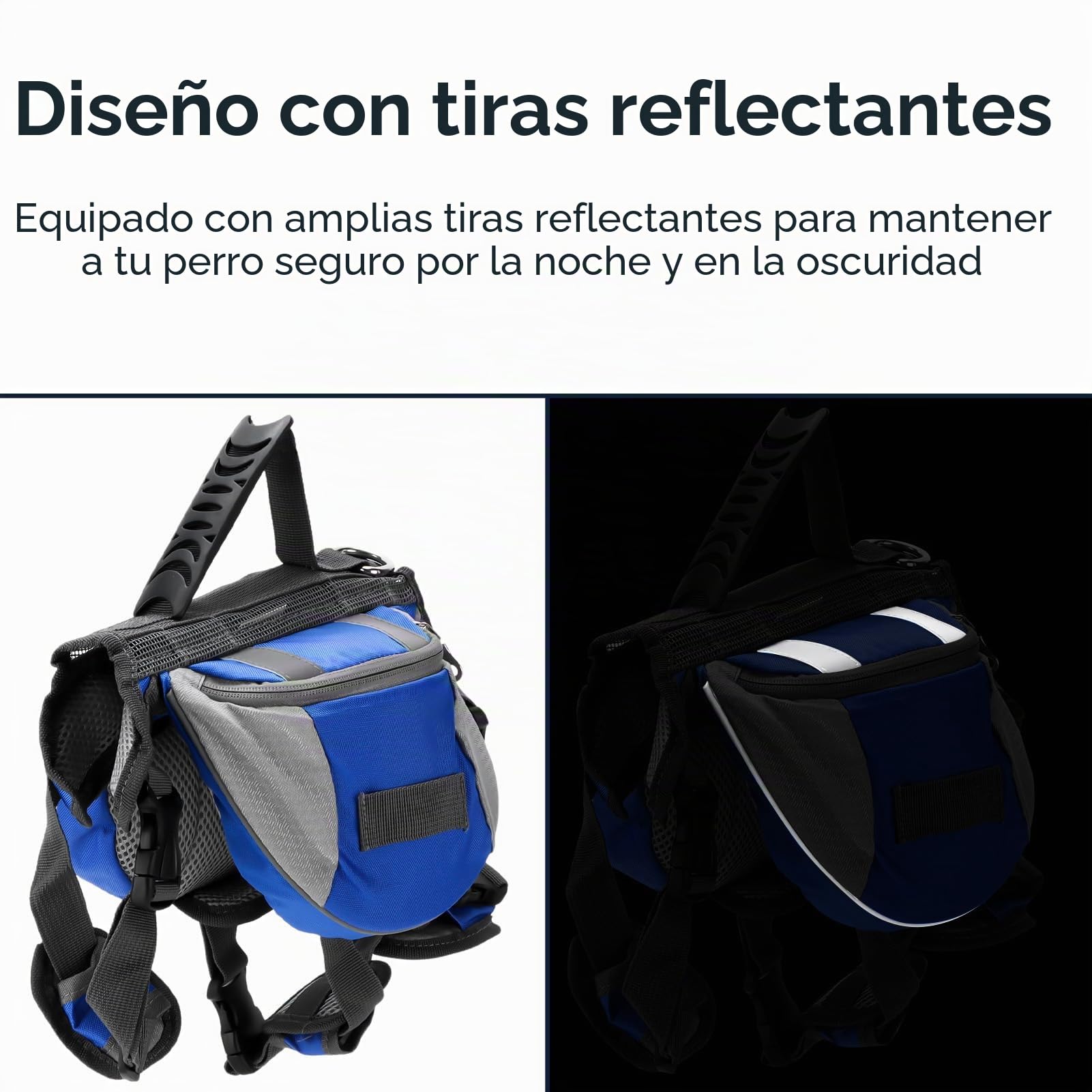 Mochila Arnés Para Perro, Gran Capacidad Impermeable Mochila Con Arnés Para Perro Mochila De Senderismo Mochila Perro Mochilas Para Perros Con Banda Reflectante Para Perro Pequeño Mediano Grande(M)
