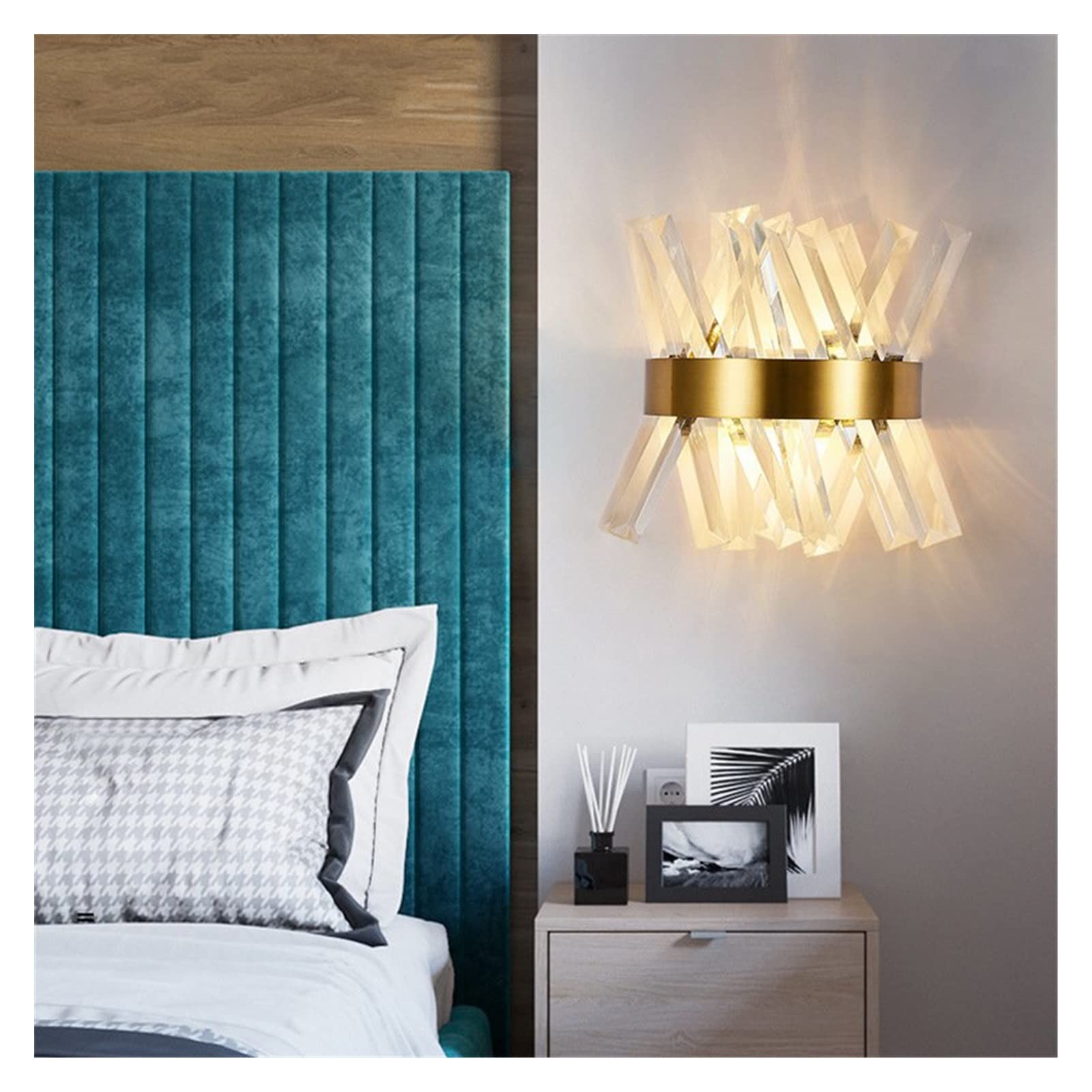 VDOQTLJT Wall lamp Minimalist Lamps Crystal Gold Indoor Light Compatible with Living Room Bedroom Bedside - Porch LED Sconce Lampara Pared(A)