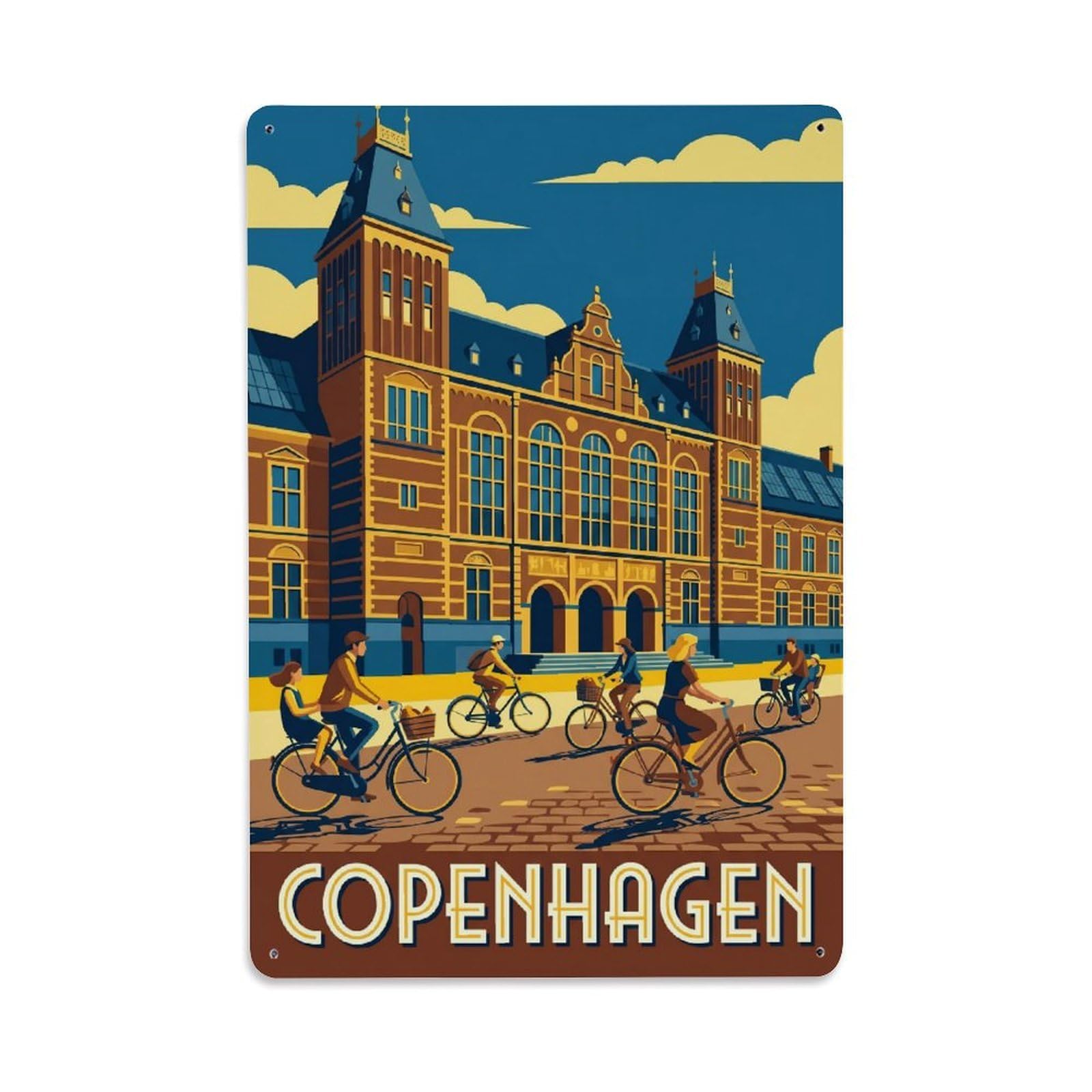 Este 8X12inch Style Vintage Travel Copenhagen Denmark Refuge Metal Tin Sign