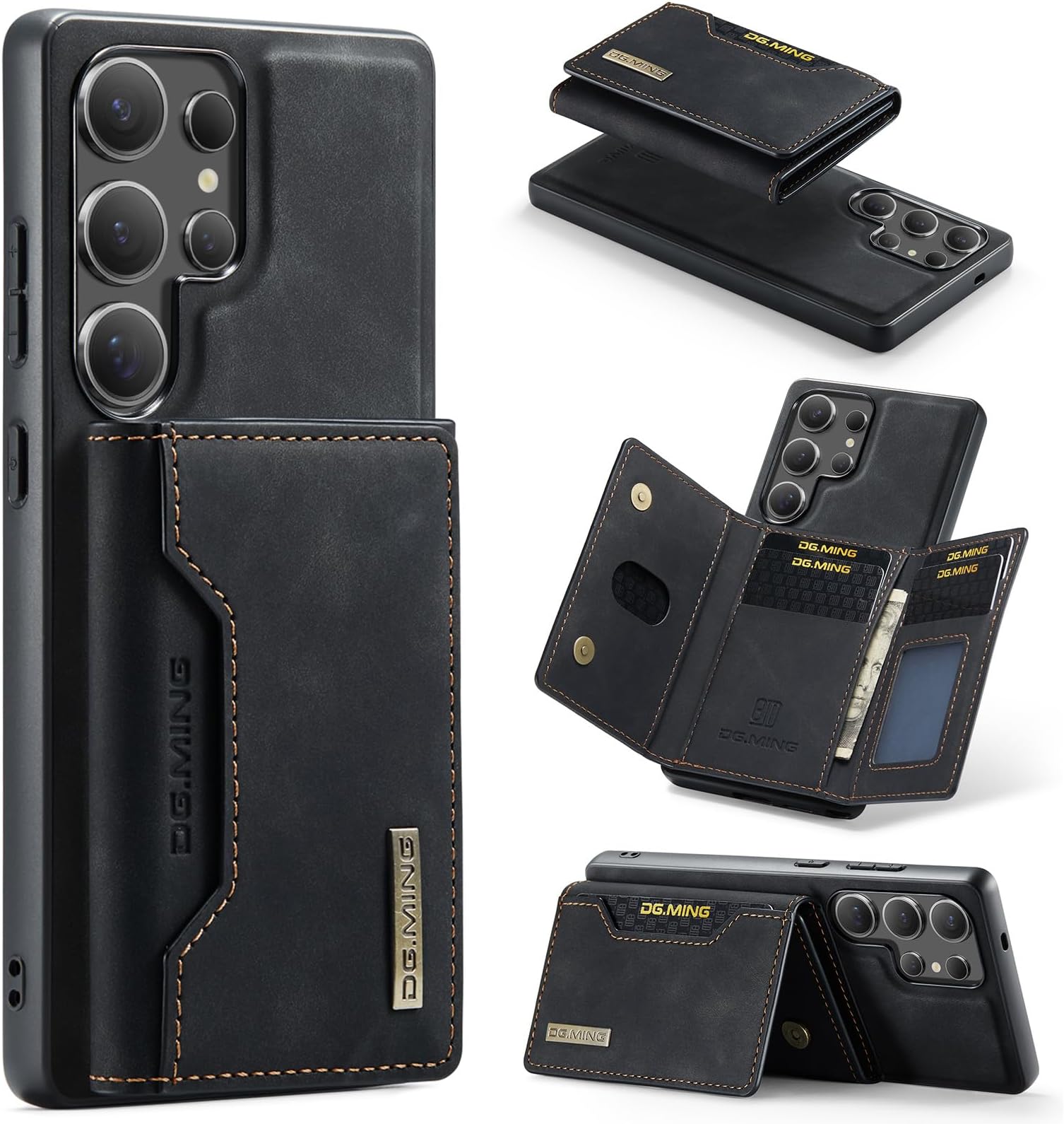 SZHAIYU M2 2 in 1 Detachable Leather Phone Cases for Samsung Galaxy S25 Ultra 5G Case Wallet with Card Holder Men 6.8'' (Black)