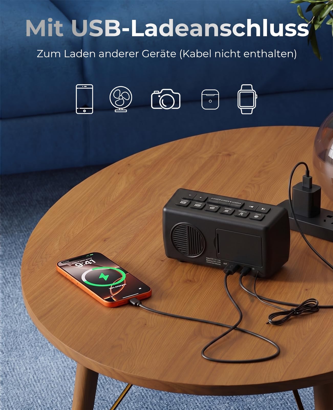 Digitaler Radiowecker, Wecker Radio mit 7-farbige Ziffernanzeige, Einstellbarer Helligkeit und Weckton, Für Tiefschläfer, Sleep Timer & Schlummerfunktion (Schwarz)
