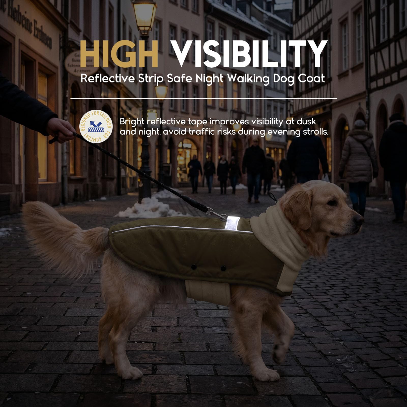 ASENKU Wasserdichter Hundemantel Winter M mit Fleece für mittelgroße Hunde | Reflektorstreifen, Klettverschluss, Hundejacke Ideal für Spaziergänge bei Kälte und Schnee.Perfekt für Dackel, French Bulldog