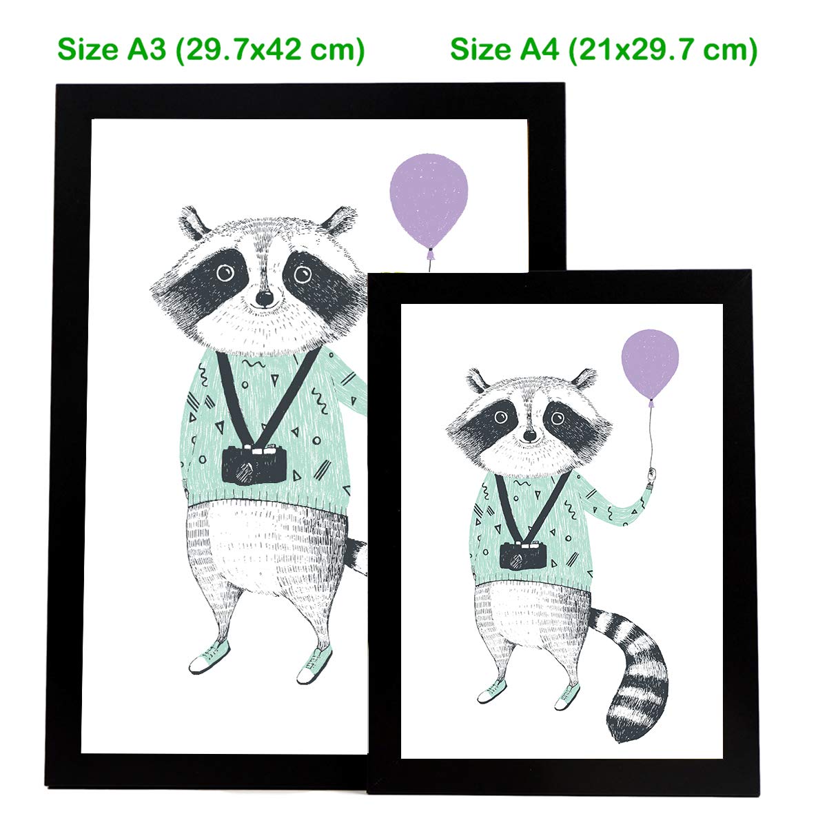 Nacnic Set of 3 posters for children and children's room Scandinavian style frameless fun size A3Animales - Image 4