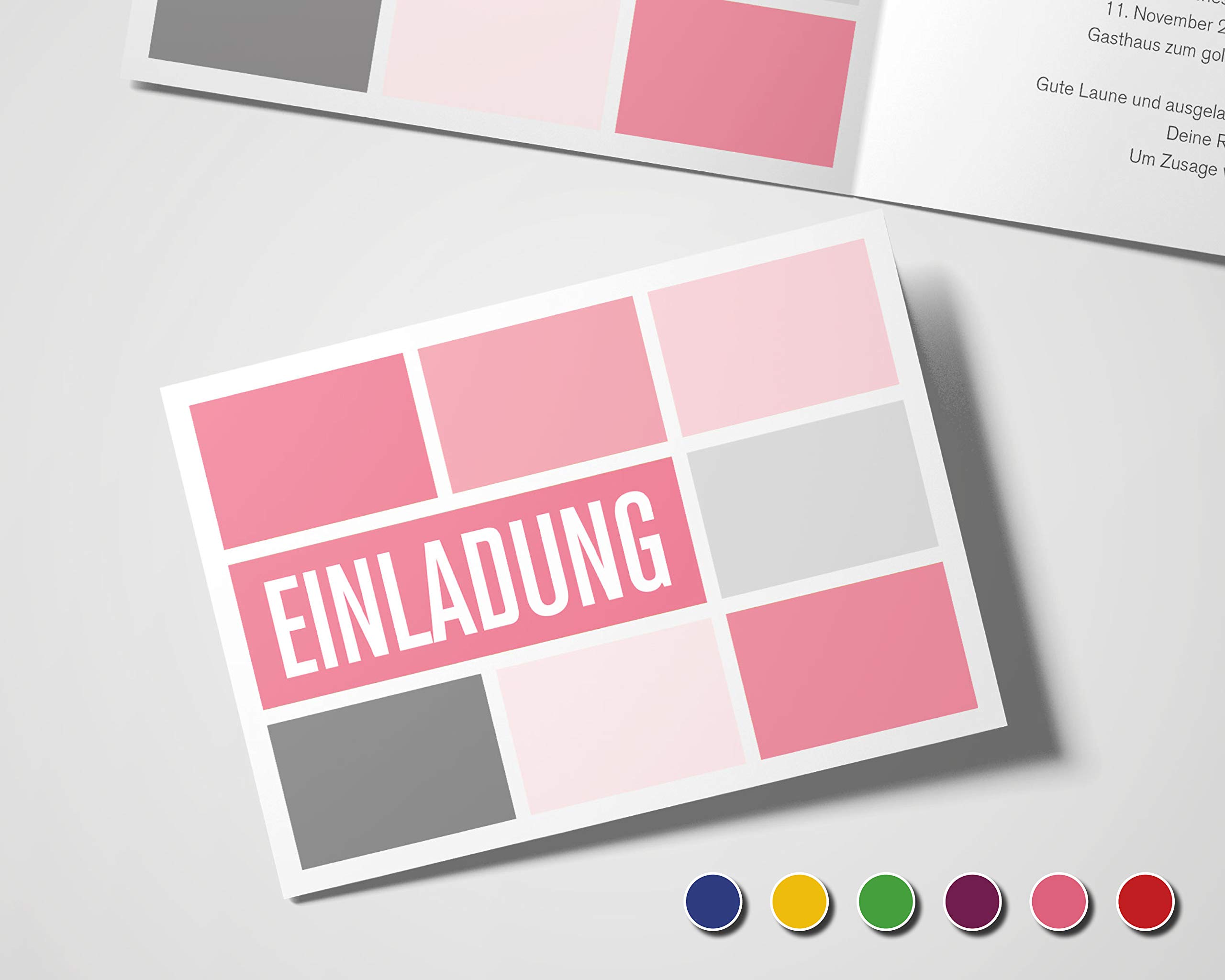 Cartes d'invitation d'anniversaire pour un anniversaire - Quader tous les ans, Rose, Lot de 50
