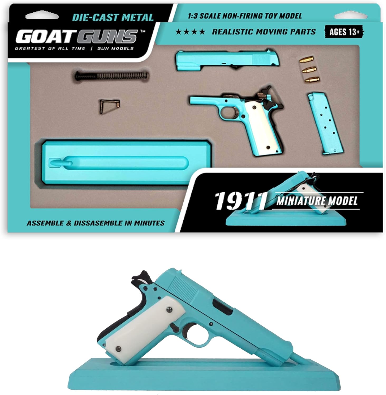 GoatGuns Miniature 1911 Model | Soft Light Blue