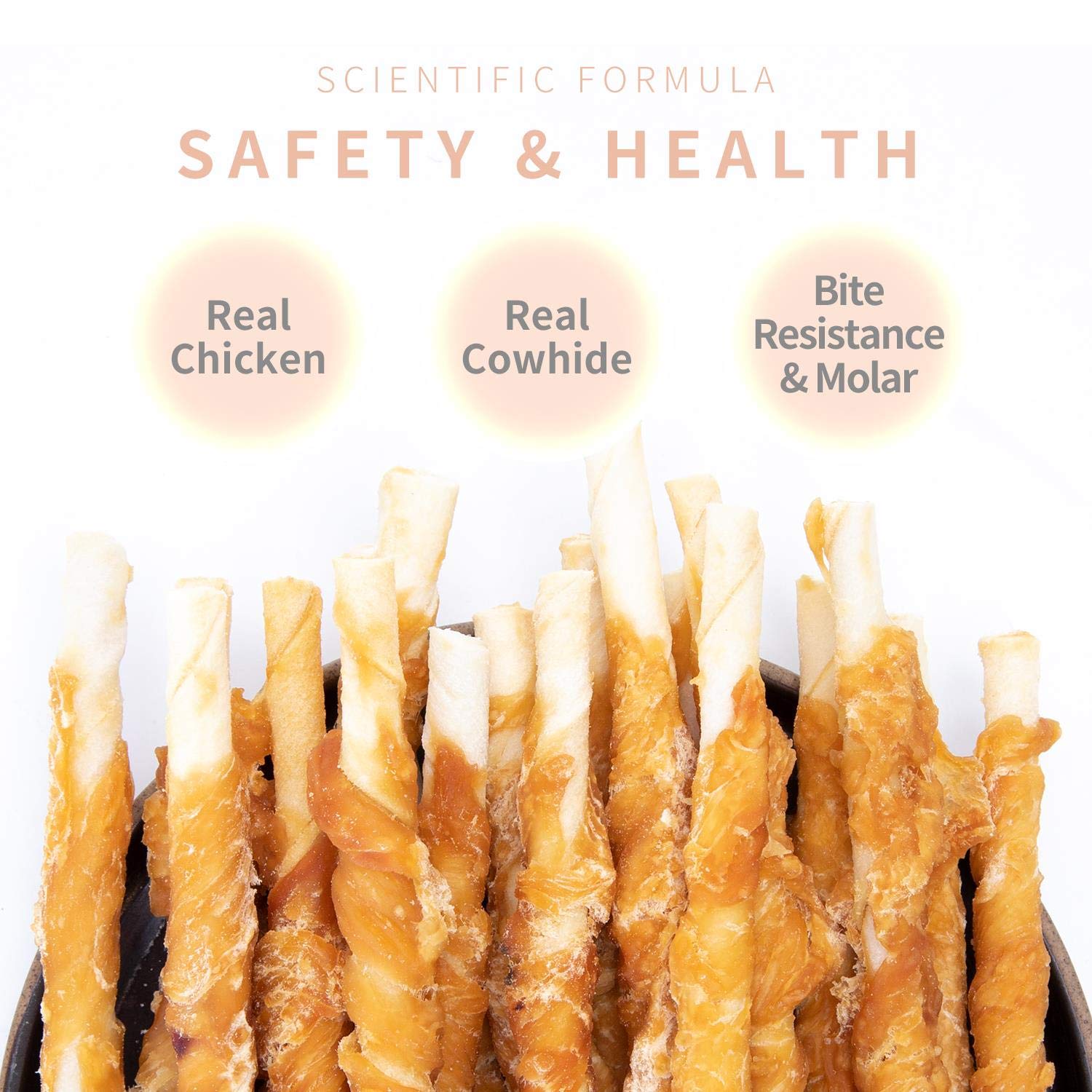 Nobleza - 600g Hundesnack Kaurolle mit Huhn, 100% natürliche Chews Kaurolle für Hund mit hohem Proteingehalt und wenig Fett