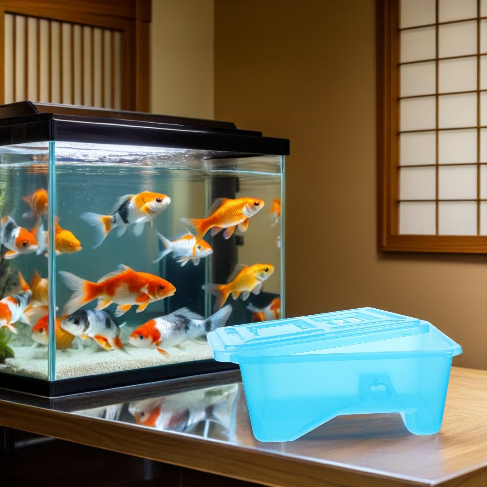 Lurrose Terrario Che Separa Acqua e Zona Asciutta in ABS per Tartarughe con Piattaforma Solare Rimovibile e Base Allargata, Design Trasparente per Spazi Piccoli e Davanzali