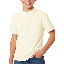 Silenroar Boys Henley Short Sleeve Shirt Waffle Knit Tee Cotton Blend Button Front T-Shirt Breathable Tshirts