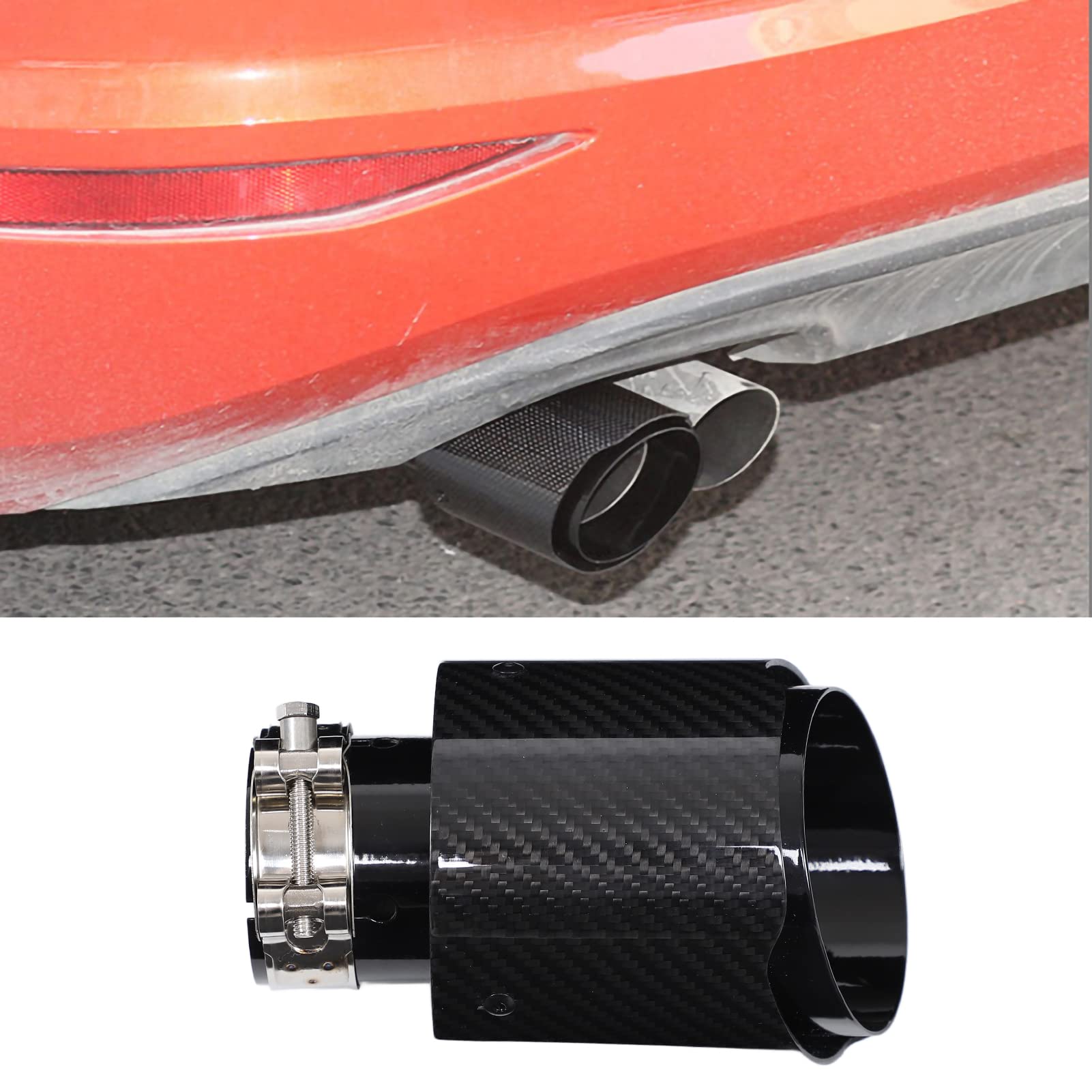 Septpenta Auspuff Endrohr - Edelstahl Mit Carbon Optik 63/101mm