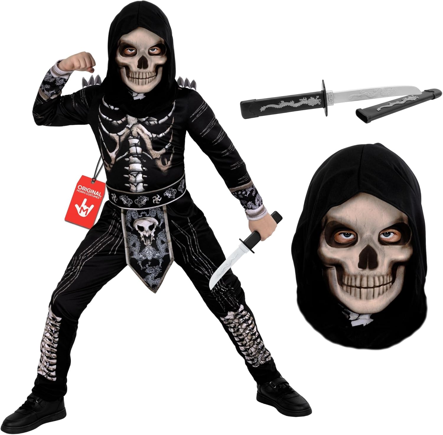 Morph Skeleton Costume Kids Ninja Costume Kids, Scary Halloween Costumes For Boys Ninja Skeleton Costumes Boys