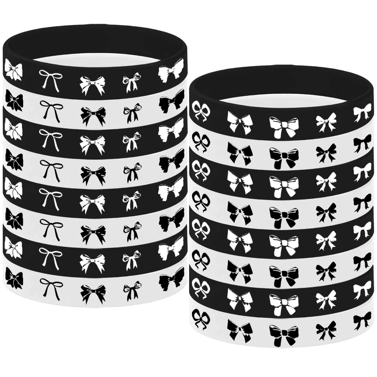 SYUCVQI 24 Pcs Black Bow Silicone Bracelet Party Favors Bow Rubber Bracelet Party Supplies Decorations Bow Them Class Prizes Birthday Wedding Baby