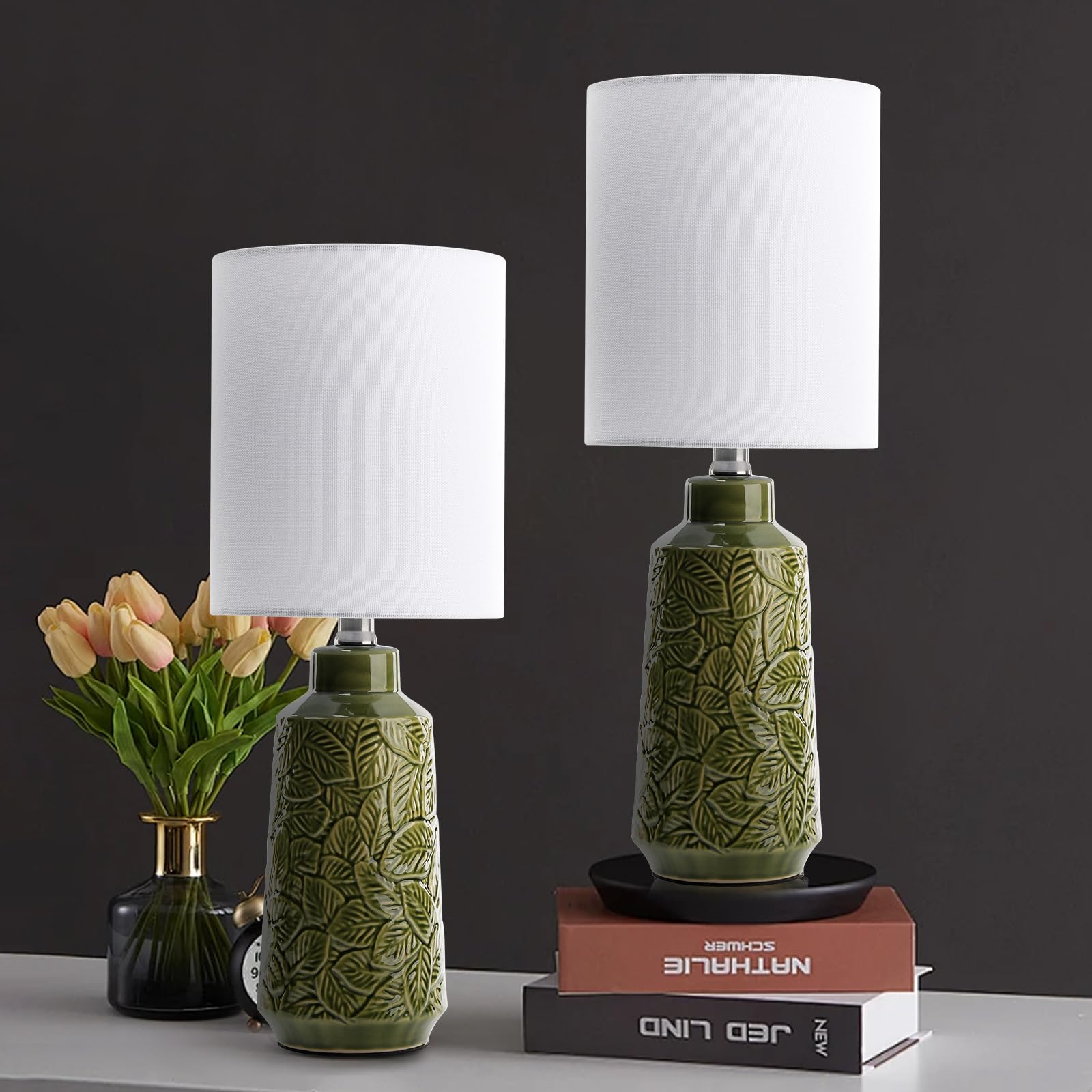 HGNPJC Ceramic Table Lamp Set of 2, 18