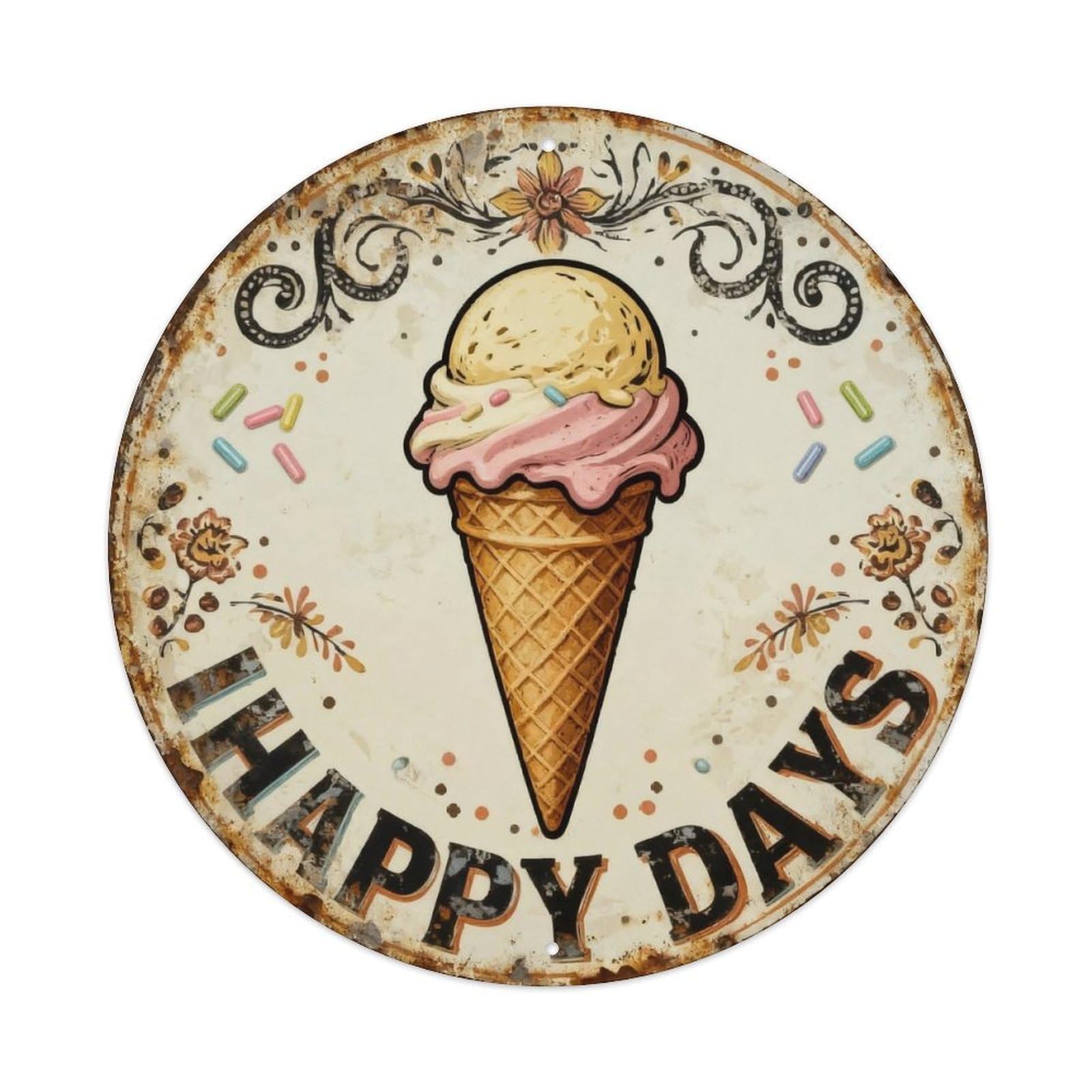 Ice Cream Happy Days Metal Tin Sign Plaque
