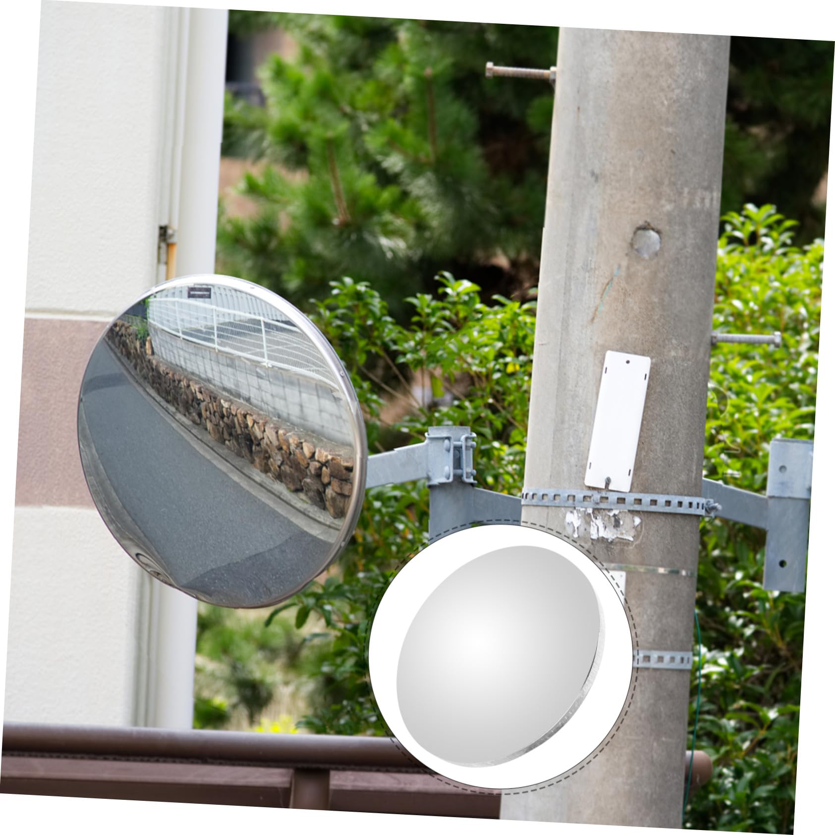 Gatuida Espejo de Seguridad Convexo Ligero de Plástico Color Plata Amplio Campo de Visión para Carreteras y Almacenes, Diseño Compacto y Resistente