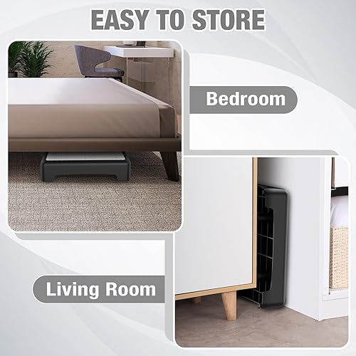 Vista 12 de HBTower Taburete de escalón, taburete de movilidad para adultos y personas mayores, plataforma antideslizante para interiores y exteriores, elevador