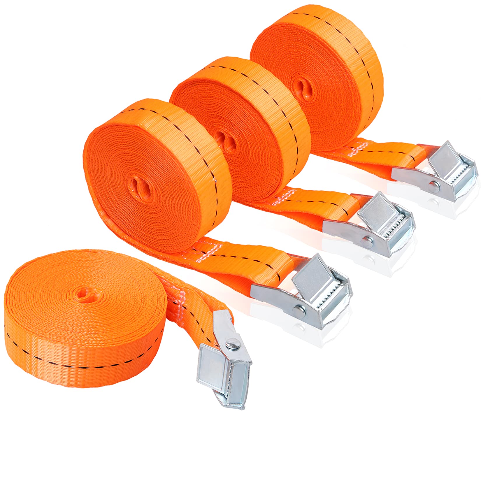 Tie Down Strap Heavy Duty Trailer Lashing Strap Cam Lock Buckle up to 600lbs 1" x16 ft for Surfboard Kayak Canoe Cargo Boat Luggage Bicycles Furniture & Moving Appliances (4-Pack Orange)