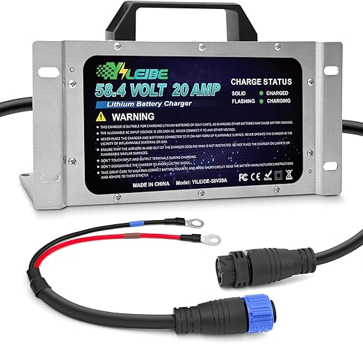 58.4V20A Golf Cart Lithium Battery Charger On-Board with OT (M8: 14-8 terminals) for 16 Strings LiFePO4
