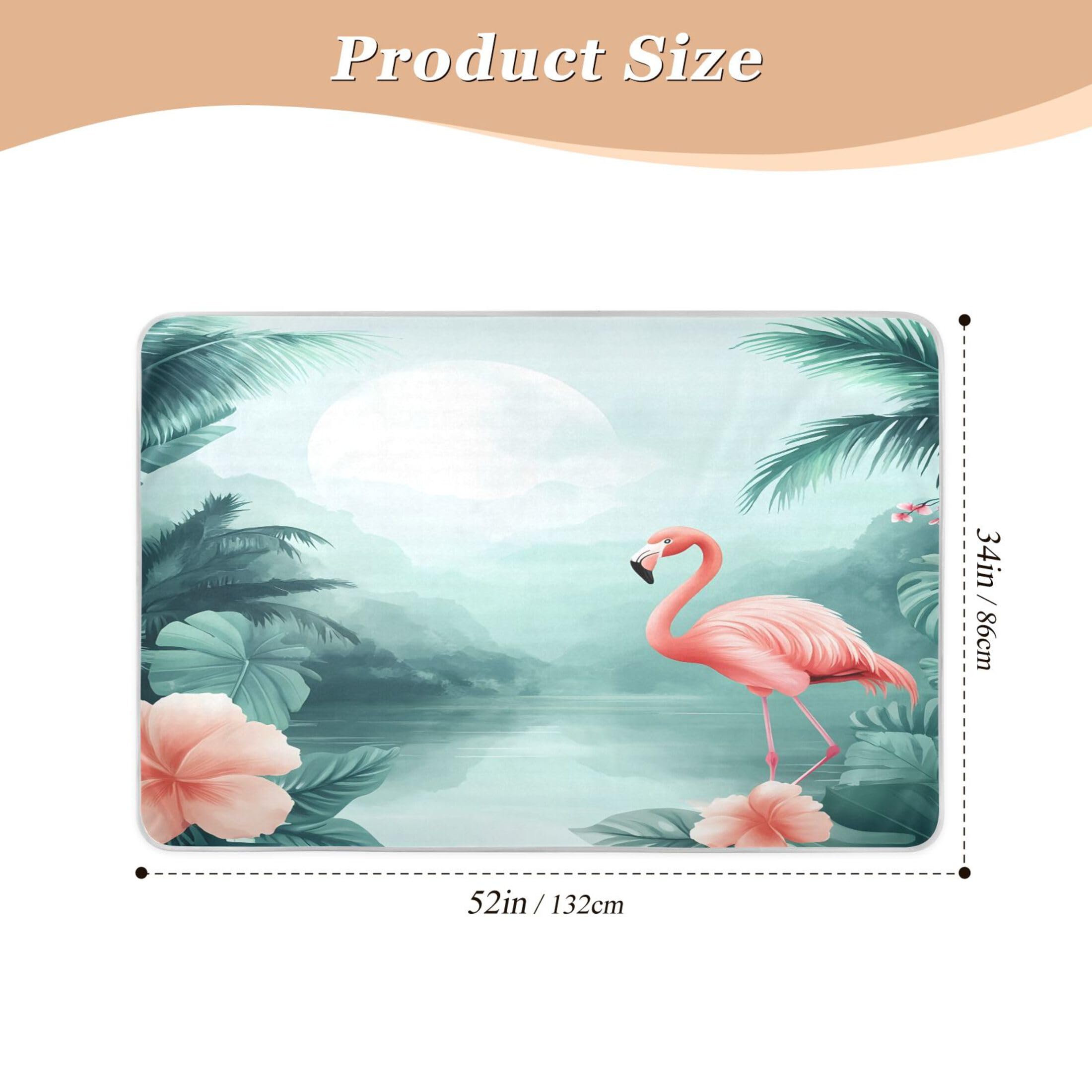 Takiito Flamingo Tropical Leaves Bed Pad Reusable Bed Underpad Washable Waterproof Leak-Proof Quick Dry Incontinence Pee Pad for Toddlers Kids Adults Pets 34x52 in
