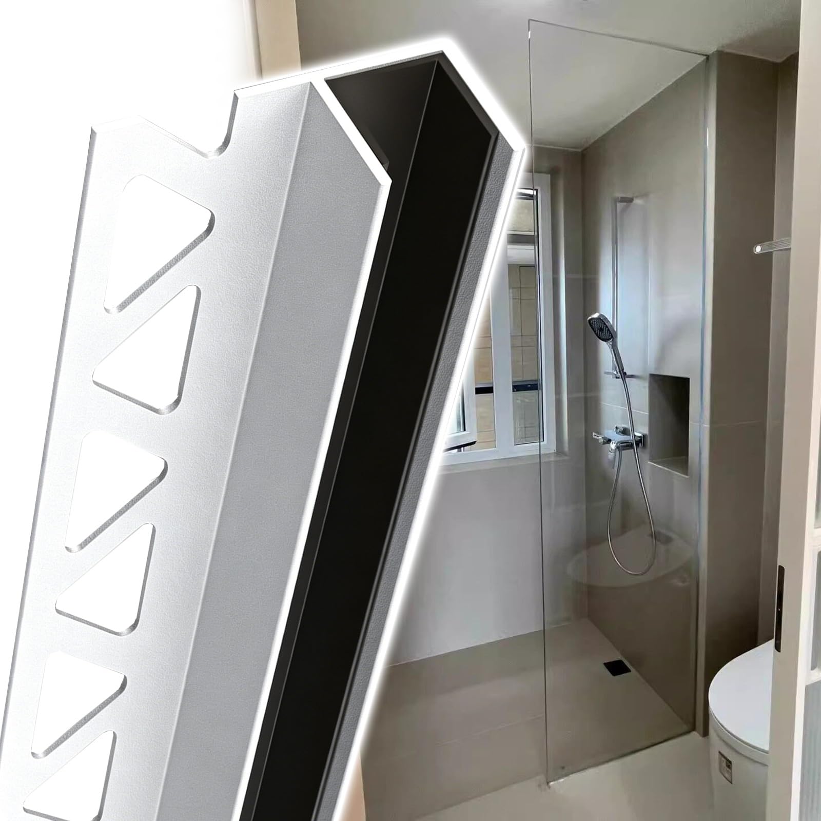 Amufjj White-8Mm Shower Glass Panel Wall/Floor/Ceiling Mount F Channel, Recessed Aluminum Glass Channel Guide For Home Partition Decoration, Glazing Partition Extrusion(,78"/198Cm)