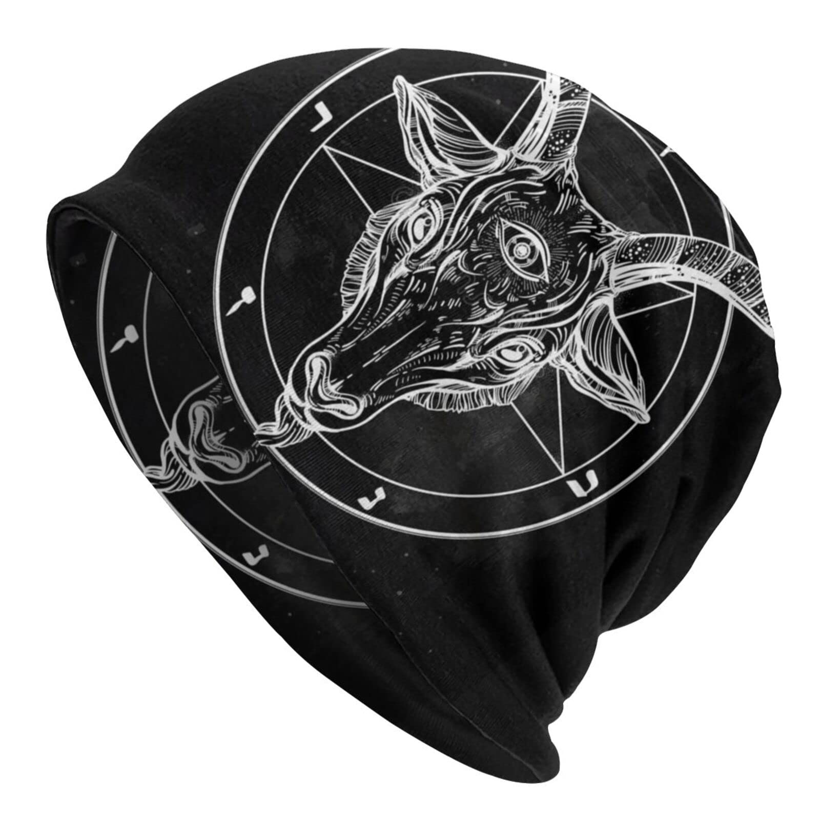 Xinchenxin Unisex Pentagram With Demon Baphomet Satanic Goat Adult Knit Hat Hedging Cap Beanie Warm Hat Balaclava