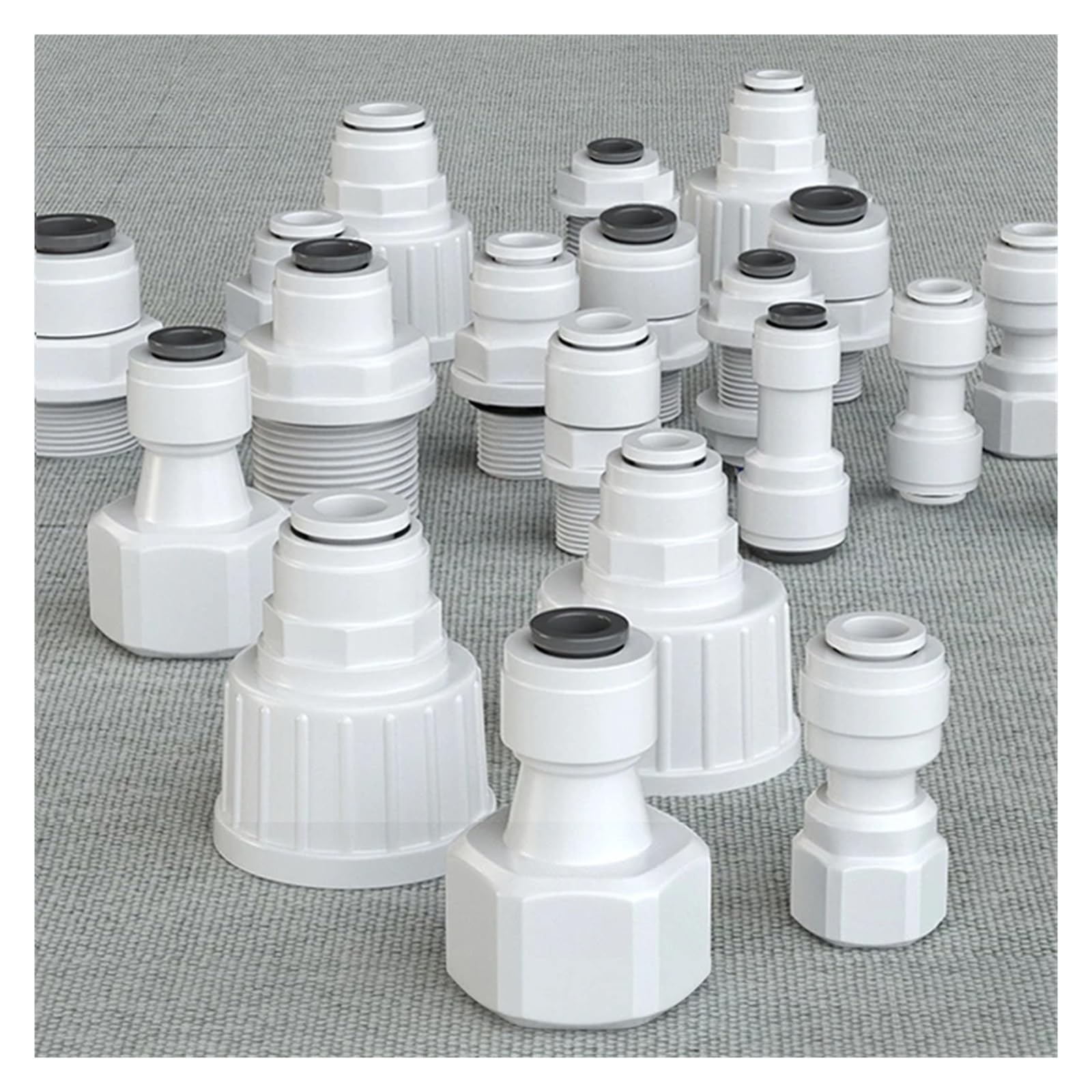 Accesorio de agua recto y rápido, manguera de 1/4", conector de acoplamiento con rosca macho-hembra de 3/8", filtro de agua, piezas de ósmosis inversa(JSQMK006,50 pcs)