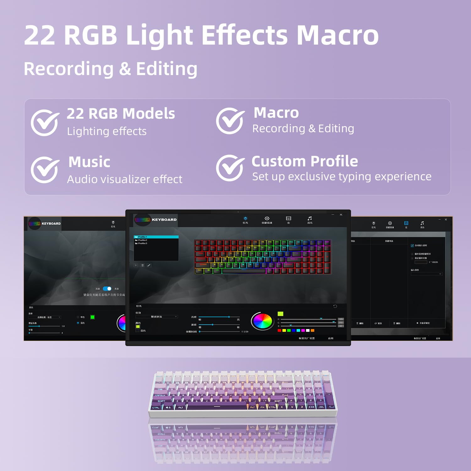 ZORNHER ZH100 Wireless Mechanical Gaming Keyboard,98% Purple Custom Creamy Keyboard with Number Pad, PBT Keycaps,Pre-lubed Linear Switches,Hot-Swappable,RGB Backlit,2.4GHz/USB-C/BT5.0