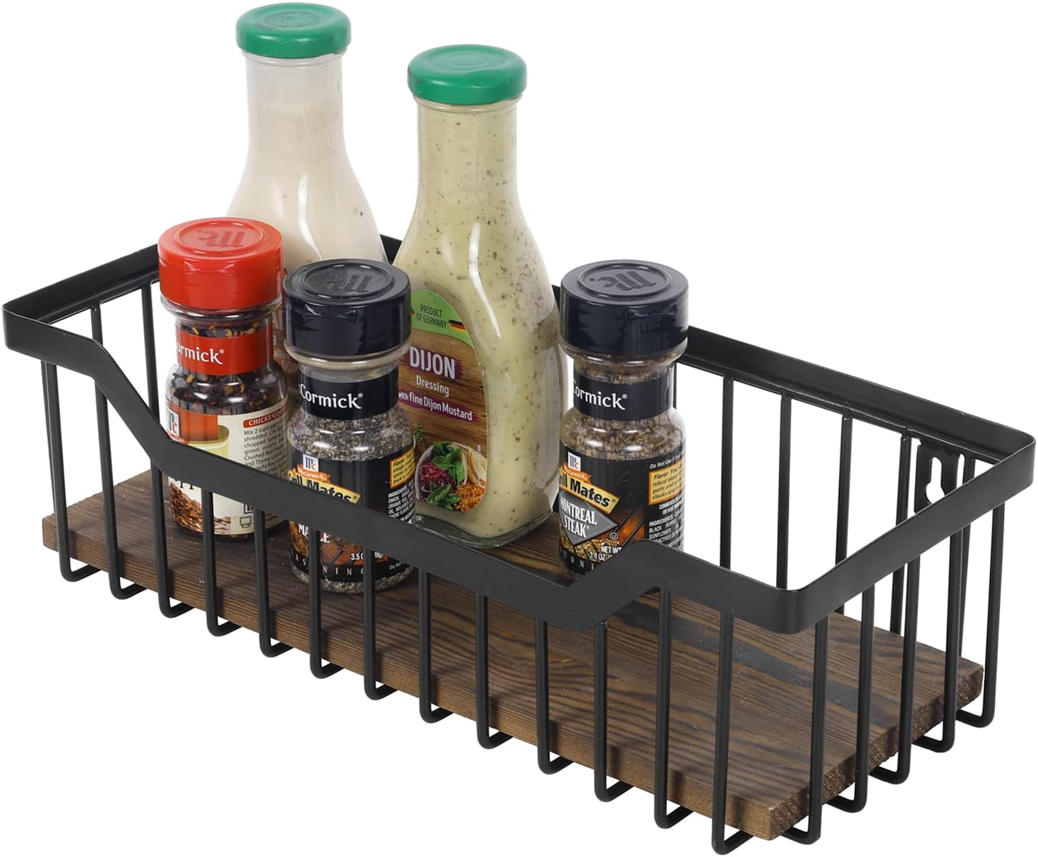 Amazon.com: MyGift Wall Mounted Metal Wire Spice Rack Basket with Matte ...
