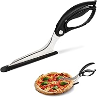 Vista 1 de Loftern Tijeras de pizza – Tijeras antiadherentes para pizza con base de agarre firme – Cortador de pizza de acero inoxidable de grado alimenticio