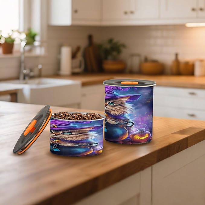 Alaza Magic Cat Kitten Halloween Pumpkin Canister Alimentos 17oz miniatura 2