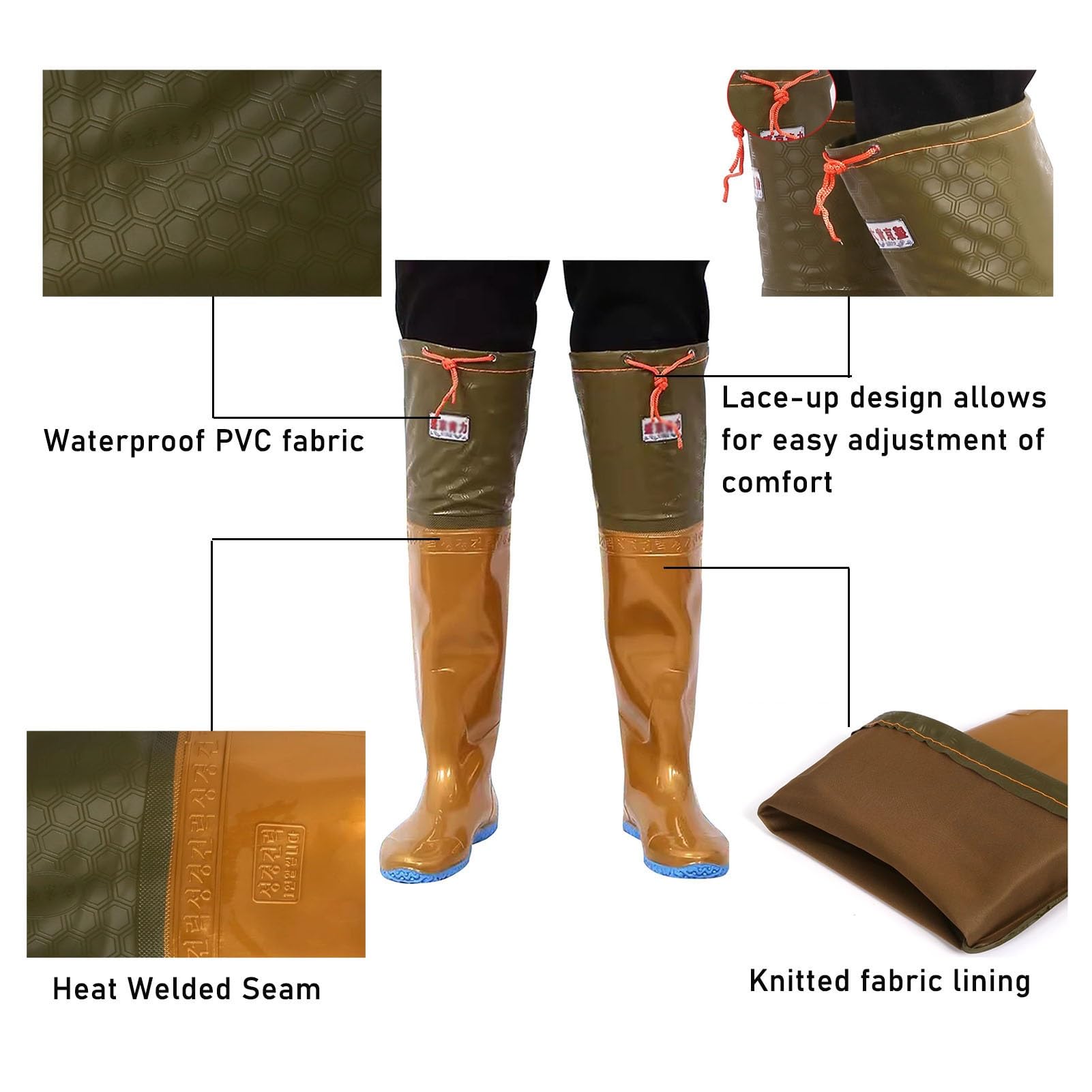 Wodery biodrowe Wodery Wodoodporne Wodery Do Wędkarstwa Muchowego Dla Mężczyzn I Kobiet, 60 cm Wysokie Buty Do Brodzenia Lekkie I Wygodne